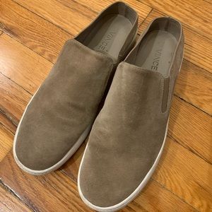 Vince tan suede slip on sneakers